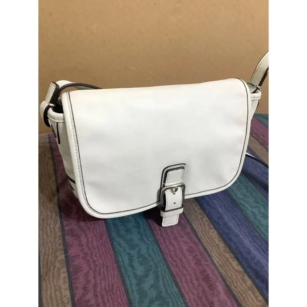 COACH HADLEY Small White Leather Buckle-Trim Field Bag Crossbody F29763